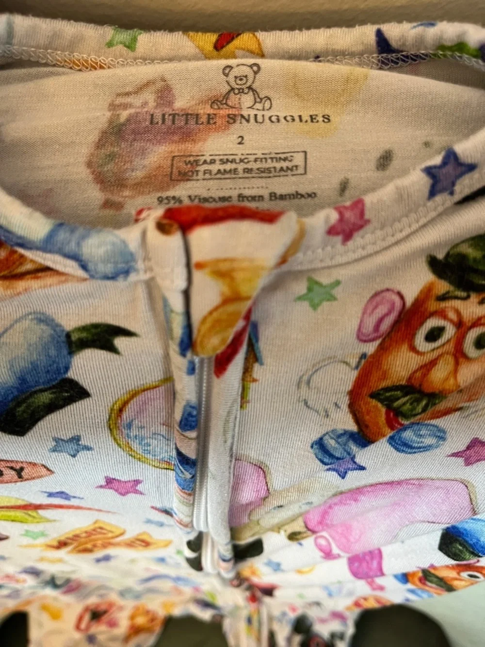 Little Snuggles Disney Best Day Multicolor Character One-Piece Zip Pajamas - 2